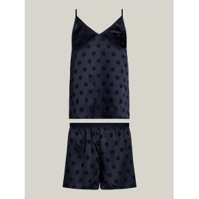 Dámska pyžamová súprava v darčekovom balení GIFT PYJ CAMI SET & SLIPPERS UW0UW04855 DW5 tm. modrá - Tommy Hilfiger