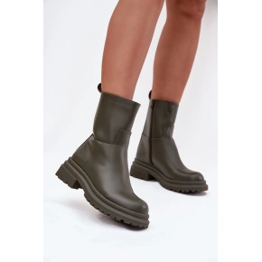 Dámske členkové topánky na platforme ML245 Khaki tmavozelená - Diamantique