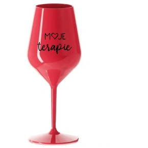 MOJE TERAPIE - červený nerozbitný pohár na víno 470 ml