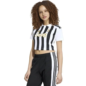 Dámske tričko adidas Juventus 26/27 Home Cropped Jersey, bielo-čierne, KB8878