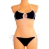 Dámske plavky dvojdielne sexi bikiny Sultry polstrované košíčky zdobené bielymi lemami čierne - Čierna - OEM