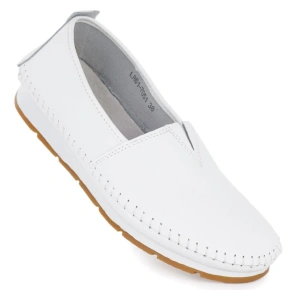 Dámske kožené slip-on topánky biele S.Barski LR61-7051