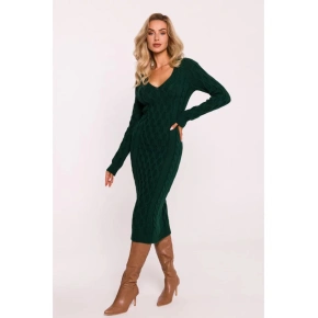 Svetrové šaty s výstrihom do V M824 zelené - Moe