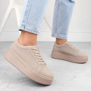 Dámska športová obuv na platforme W SP024 SK450A Beige - Sergio Leone