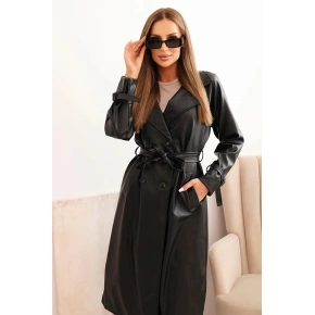 Dámsky kabát z ekokože 4467 Black - K-Fashion