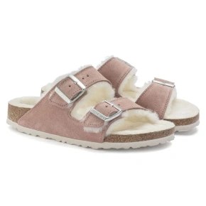 Birkenstock Arizona Suede Leather Shearling Pink Clay LAF insulated žabky úzke (1023258) dámske Birkenstock Arizona Suede Leather Shearling Pink Clay LAF insulated žabky úzke (1023258) dámske
