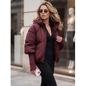 Dámska zimná prešívaná bunda s kapucňou TY5898 vínová – FashionStreet