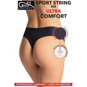 Dámske tangá SPORT STRING RIB ULTRA COMFORT Black - Gatta
