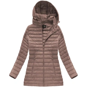 Prešívaná bunda v staroružovej farbe s kapucňou (7473-PLUS)