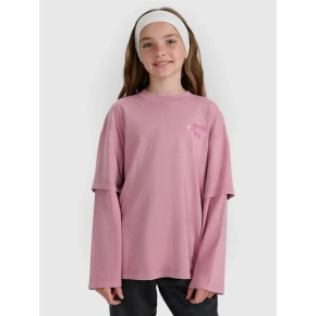Dievčenské tričko s nadrozmernou potlačou a dlhým rukávom 4F 4FJRAW25TLONF543-54S