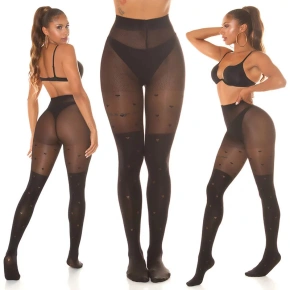 Dámske sexy pančuchy "Hearts" SH6718 čierne - In-StyleFashion