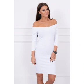 Dámske mini šaty s vrúbkami 8974 White - K-Fashion