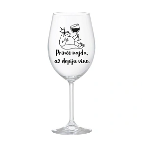 Nájdem princa, keď vypijem víno - číry pohár na víno 350 ml