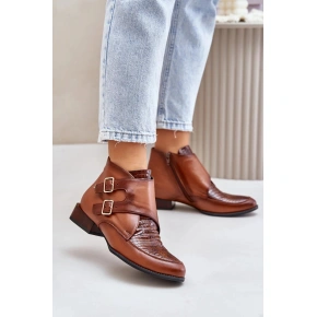 Dámske kožené členkové topánky 06696-02 model 202112 Brown - Maciejka