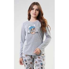 Dámské pyžamo dlouhé Tygřík šedé - Vienetta