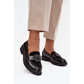 Lakované dámske mokasíny HY52-546 black - S.Barski