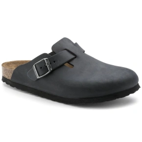 Dámske/pánske žabky Birkenstock Boston Black oil leather narrow (0059463)