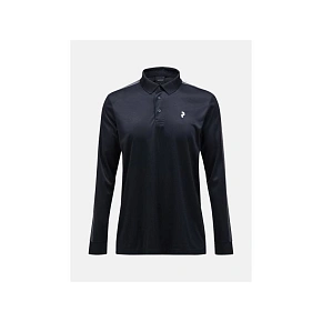 Tričko PEAK PERFORMANCE Player Longsleeve Polo Men, čierne Tričko PEAK PERFORMANCE Player Longsleeve Polo Men, čierne