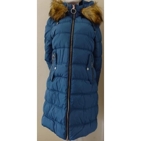 Dámska prešívaná bunda s kapucňou W701 petrol - MHM