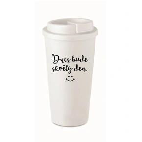 TODAY WILL BE A GREAT DAY - biely termohrnček 475 ml
