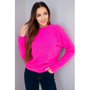 Dámsky detský sveter z alpaky 37309 neónovo ružový - Kesi