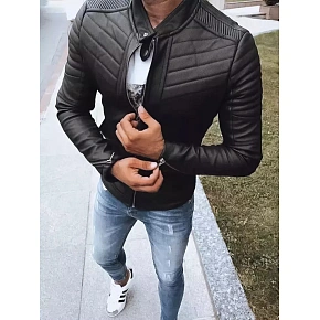 Pánska kožená bunda TX4243 čierna - FashionStreet