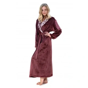 Dámsky župan FLORA so šálovým golierom 2556 4853 bordový s bielou - Vestis