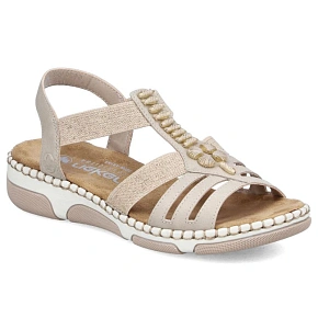 Dámske sandále na podpätku Romans beige Rieker 66201-62