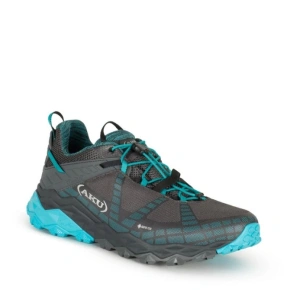 Aku dámska treková športová obuv Flyrock Gore-tex odolná sivá modrá dámska