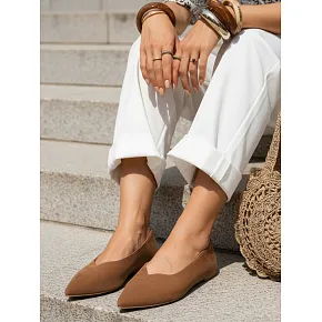 Dámské semišové baleríny ZY1349 hnědé -  Ideal Shoes