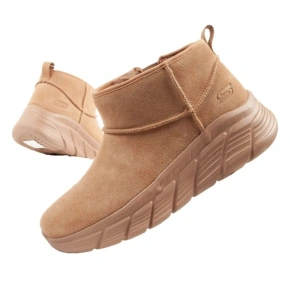 Skechers Dámske zimné členkové topánky zateplené kožené hnedé dámske