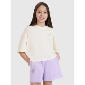 Dievčenský oversize crop top s potlačou 4F 4FJWSS25TTSHF1868-11S