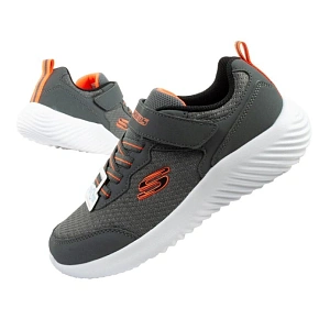 Detská športová obuv Skechers Bounder na suchý zips, ľahká, módna, sivá