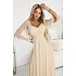 Dlhé ľahké trblietavé šaty 655-4 béžová - Numoco