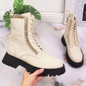 Zateplené kožené topánky s reťazou Artiker W HBH40 Zateplené kožené topánky s reťazou Artiker W HBH40