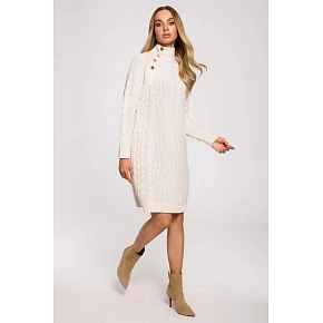 Dámske svetrové šaty M635 beige - Made Of Emotion