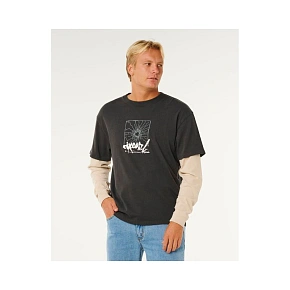 Pánske tričko RIP CURL Inner Visions Smashed L/S Tee, čierne Pánske tričko RIP CURL Inner Visions Smashed L/S Tee, čierne