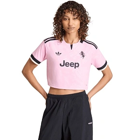 Dámske tričko adidas Juventus 26/27 Away Cropped Jersey, ružovo-čierne, KB8842 Dámske tričko adidas Juventus 26/27 Away Cropped Jersey, ružovo-čierne, KB8842