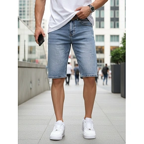 Pánske džínsové šortky s opaskom SX2577 modré – FashionStreet Pánske džínsové šortky s opaskom SX2577 modré – FashionStreet
