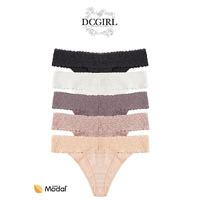 Dámske tangá 26706 A'2 Black and Beige - DC Girl