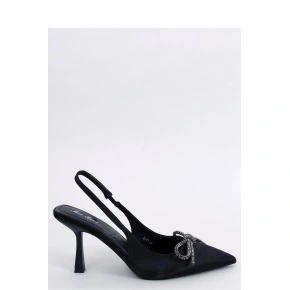 Dámske saténové lodičky s otvorenou špičkou K217 Black - Mix Feet