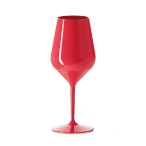 Červený nerozbitný plastový pohár na víno 470 ml 6pack