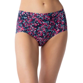 Dámske jednoduché maxi nohavičky Cranberries tmavomodré s ružovým vzorom - JULIMEX