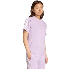 Dámske bavlnené tričko adidas Essentials 3-Stripes svetlo fialové JV7362