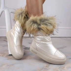 Dámske snežnice INT1924B s umelou kožušinou MM274380 Light beige - Big Star