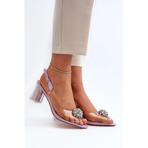 Sandále na podpätku MR38-444 silver-transparent - Krok vo veľkom štýle