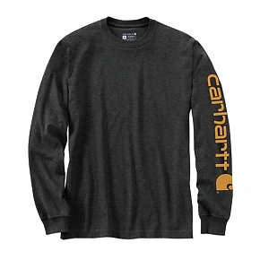 Tričko s dlhým rukávom Carhartt Sleeve Logo T-Shirt L/S – farba carbon heather, veľkosť: S