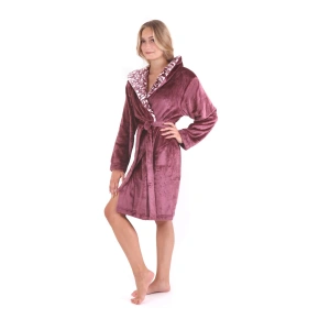 Dámsky župan Flora s kapucňou 4856 4853 krátky bordový - Vestis