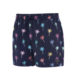 Pánske plavecké šortky Happy Self SM29-23 tmavo modré/kvety - vzor - Self