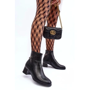 Dámske členkové topánky s nízkym podpätkom JC101P Black - Seastar